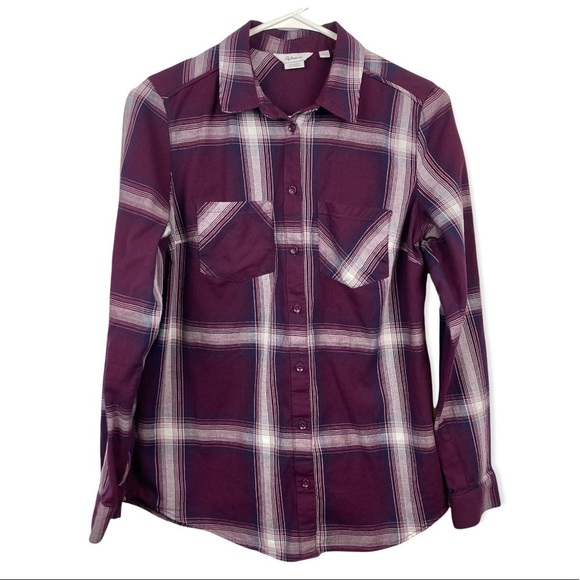 REITMEN’S Purple and White Plaid Button Down Shirt. - Picture 1 of 11